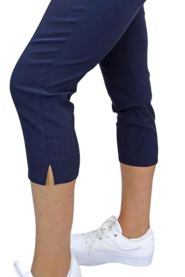 Paulo Due Women's Slim Leg Elastic Waist Cropped Trousers