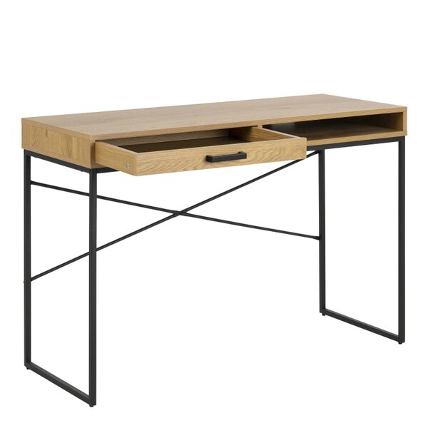 Wyld Haus El Paso Office Desk 1 Drawer Black Metal and Wild Oak Effect