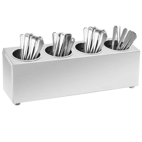 Berkfield Cutlery Holder 4 Grids Rectangular Stainless Steel