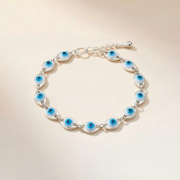 The Colourful Aura Gold Minimalist Adjustable Evil Eye Charm Beaded Protection Dainty Bracelet