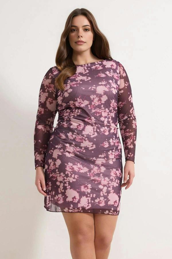 WOVCOR A-Line Mini Knitted Plus Size Dress