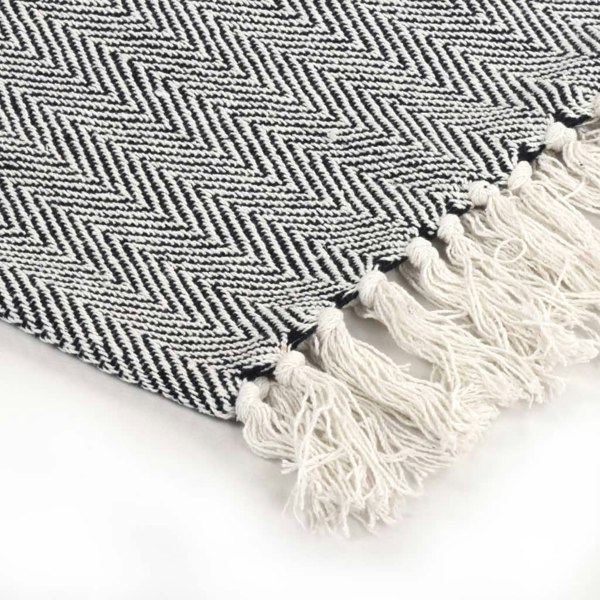 Berkfield Throw Cotton Herringbone 160x210 cm Navy Blue
