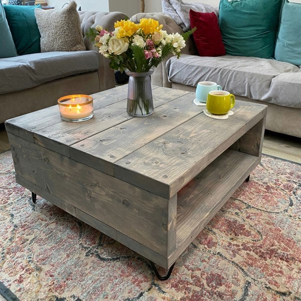 The Bespoke Carpentry Co Square Hairpin Leg Coffee Table with Storage