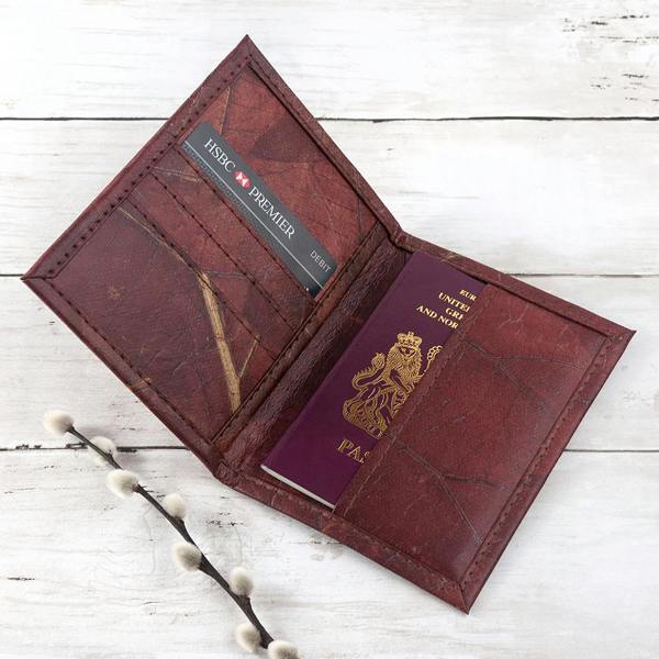 Abode Home & Gifts Leaf Leather Passport Cover | Brown