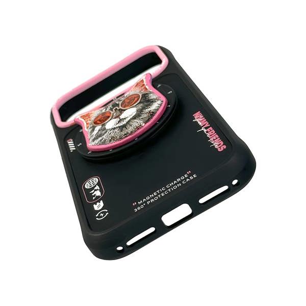 Nimmy Friends Nimmy Glasses Cool Cat Face Case with Detachable MagSafe Grip Stand for iPhone 17 Pro Max 6.9" Black Pink - N-YJKM-CXZJ-IP17-PRO-MAX-018
