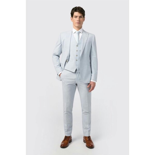 Alexandre Silver Alexandre Tailored Fit Soft Blue Linen Jacket