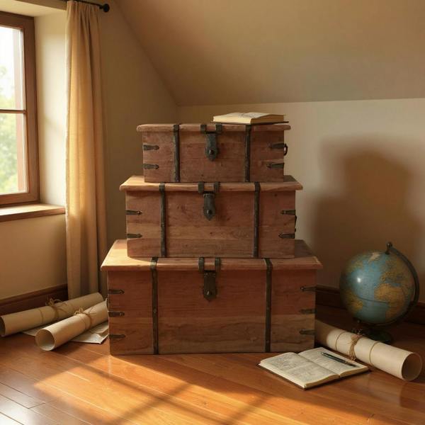 101CM SET 3 WOODEN CHESTS