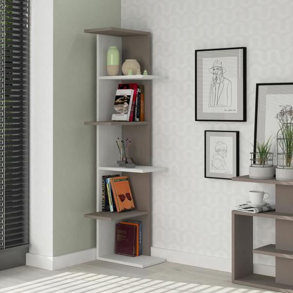 Decortie Saso Modern Corner Bookcase Display Unit Medium 141(H)cm