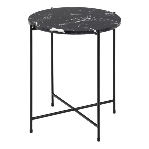 Wyld Haus Verona Round Black Marble Stone Side Table