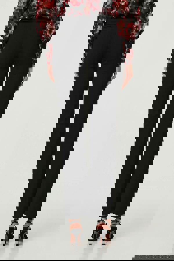 Black | High Waist Slim Flare Smart Trousers