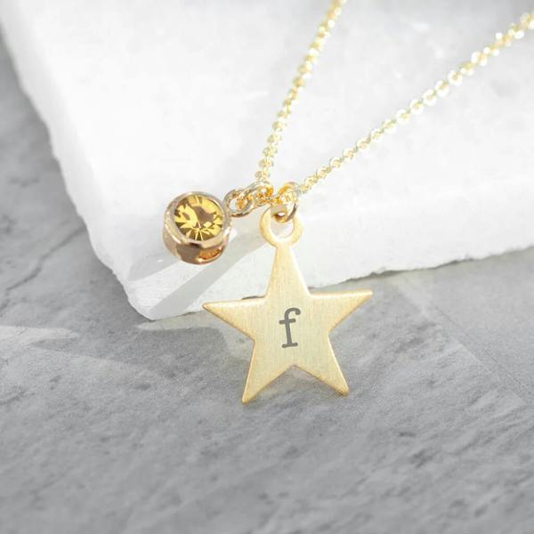 Personalised Star And Birthstone Crystal Necklace - alternative angle