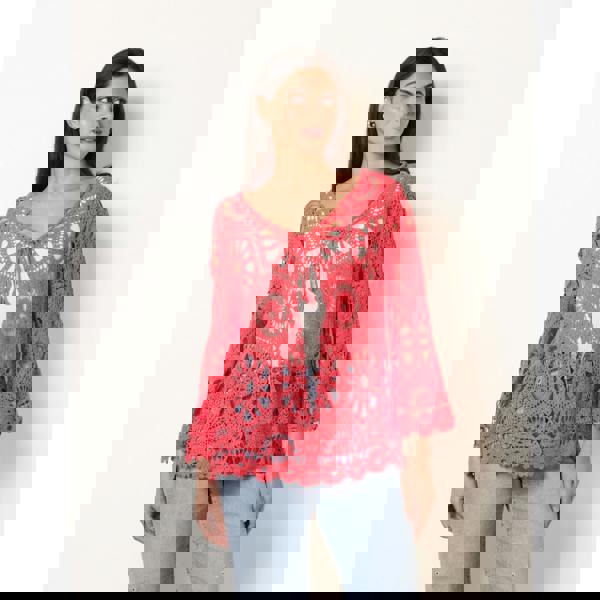 Blue Vanilla Long-Sleeved Crochet Cardigan