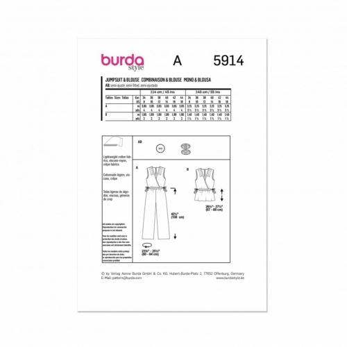 Burda Sewing Pattern 5914 Jumpsuits and Tops For Women, 8-18 (34-44) - Easy