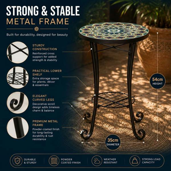 35cm Casablanca Mosaic Plant Stand/Side Table image 6