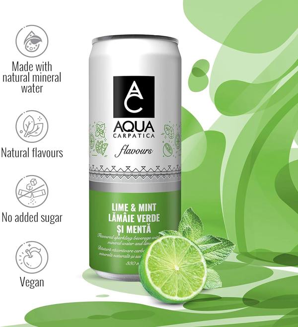 Aqua Carpatica Lime and Mint Flavoured Sparkling Water 6x330ml