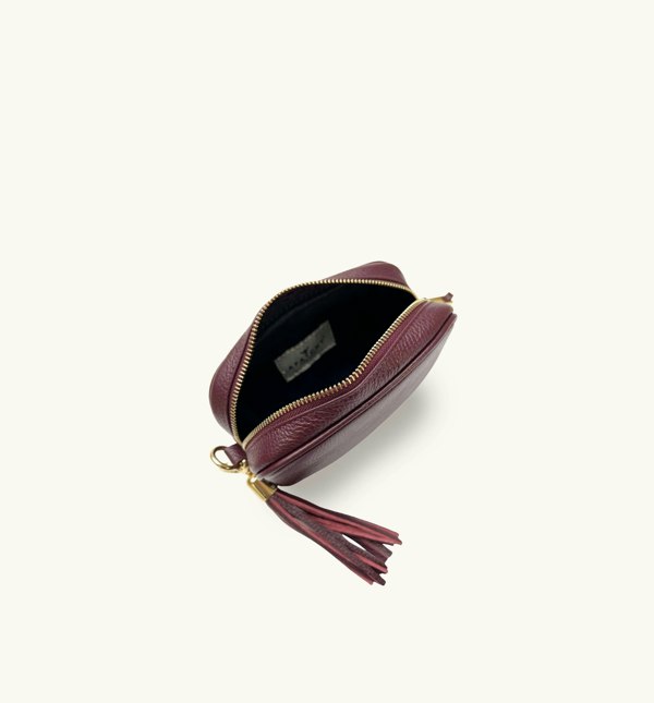 Apatchy London The Mini Tassel Leather Phone Bag - Port