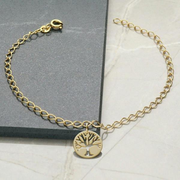 Christopher James of London 9ct Yellow Gold Plated Curb Anklet With Your Choice of Charm