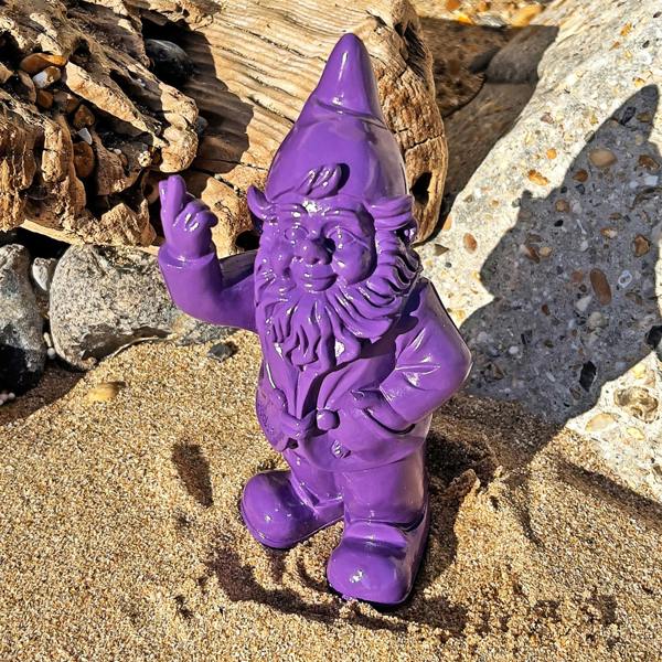 Stoobz Purple Middle Finger F**k You Garden Gnome 20cm
