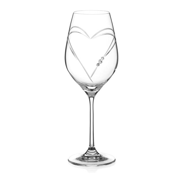 Diamante Hearts White Wine Glass Adorned with Crystals by Swarovski® - Single Glass