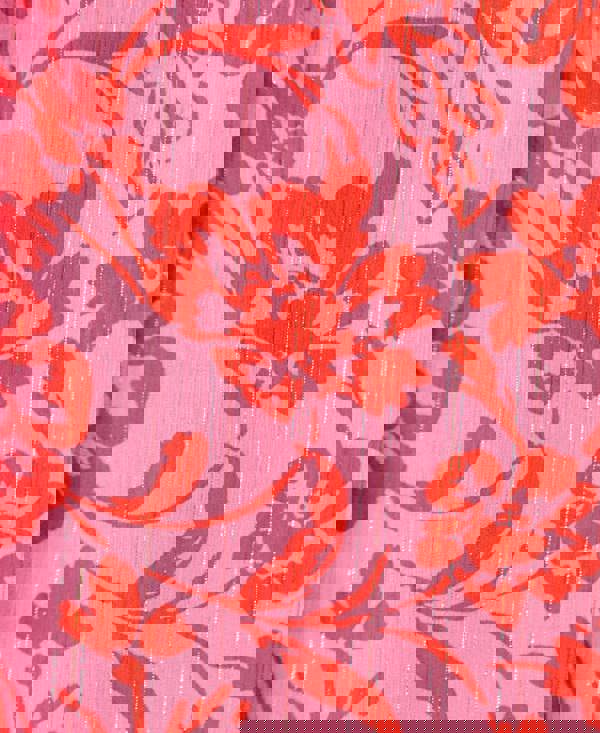 Needs No Label Pink Floral Chiffon Flutter Sleeve Midi