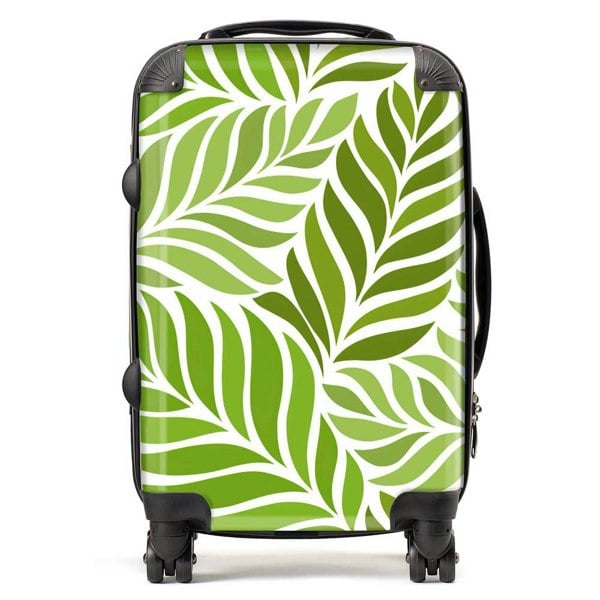 Warren Reed Green Leaf Pattern Suitcase