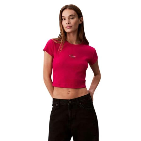 Calvin Klein Womens/Ladies Logo Slim Crop T-Shirt - Pink - 