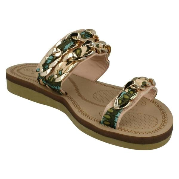 Savannah Ladies Savannah Flat Double Braided Strap Sandals