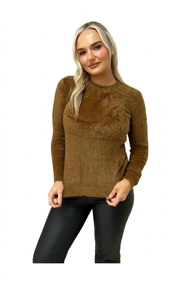 ikrush Stella Fitted Long Sleeve Fluffy Knitted Top