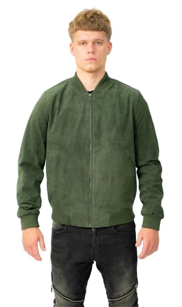 Infinity Leather Mens Retro Goat Suede Varsity Leather Bomber Jacket-Athens