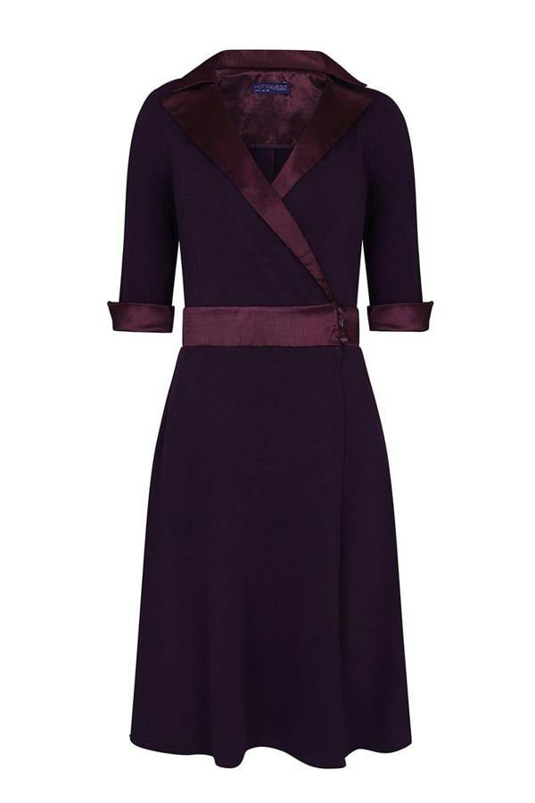 HotSquash Fit & Flare Wrap Dress with Silky Trim