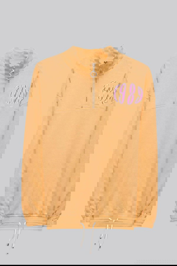 ENORSIA Half Zip High Neck Embroidery Sweatshirt