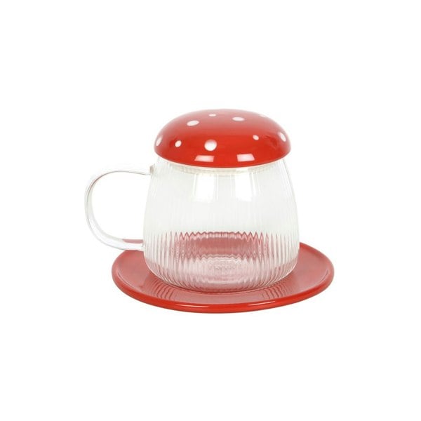 Serano Glass Mushroom Mug and Saucer