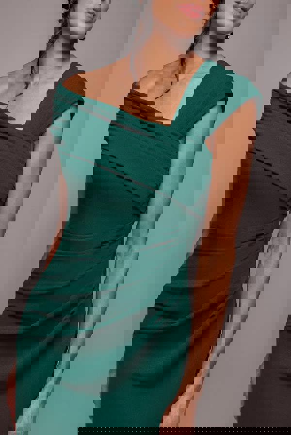 One Shoulder Evening Maxi Dress - Emerald Green DR3231