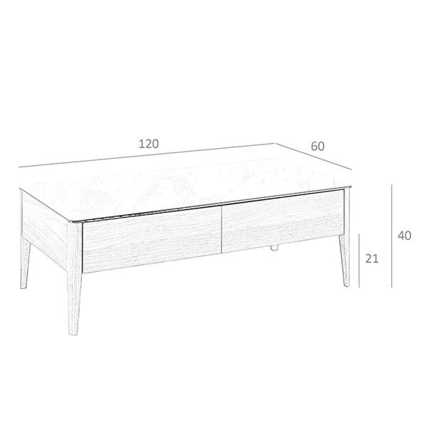Angel Cerdá Porcelain Marble and Walnut Rectangular Coffee Table 2049