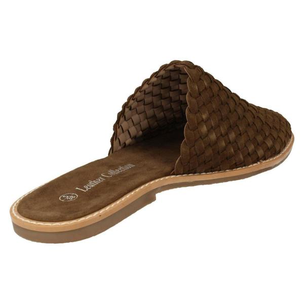 Leather Collection Ladies Leather Collection Weave Vamp Mules
