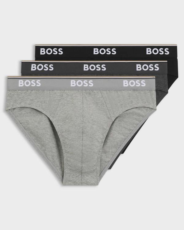 BOSS Orange 3 Pack Mens Power Briefs - Open Grey 061 | CHO | Designer Mens Underwear