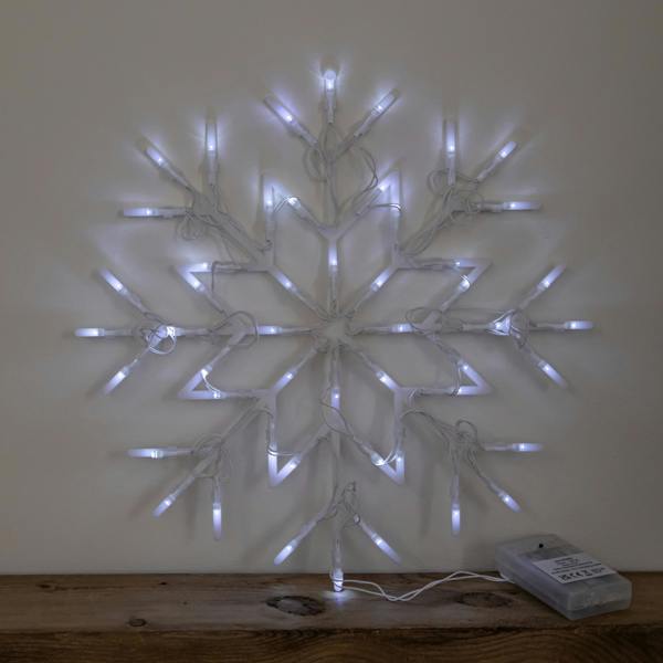 Samuel Alexander 34cm Battery Operated Light up Christmas Snowflake with White LEDs