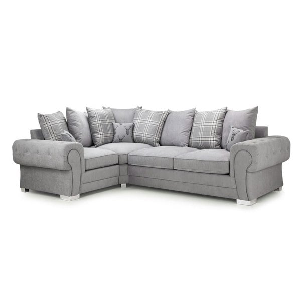 Furnishings For Less Milan Chesterfield Fabric 4 Seater Corner Sofa - Scatter Back