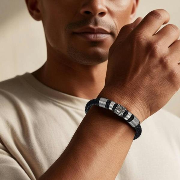 Aye Do Gifts Men's Nautical Black Leather Bracelet