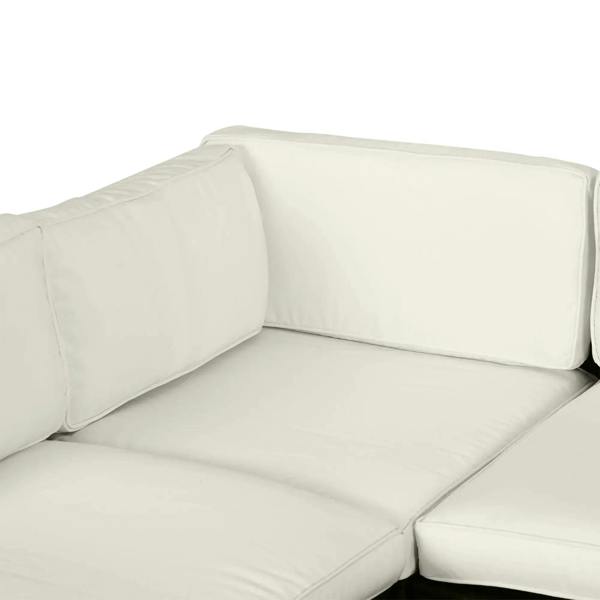 Cream corner sofa cushion cover with piped seams and padded panel look