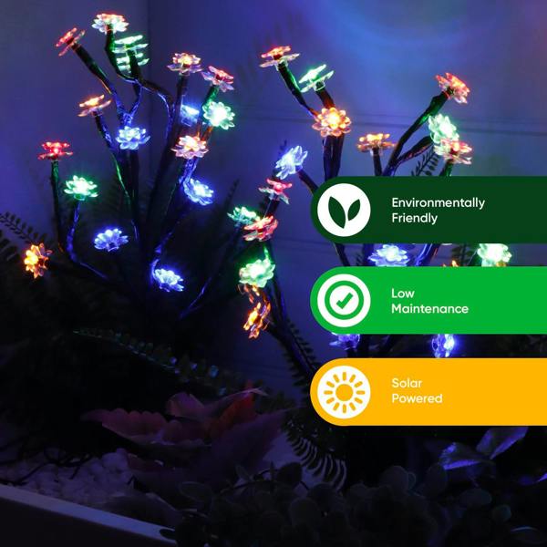 Gardenwize Pack of 2 Solar Stake Lights – Flower Tree LED Lights