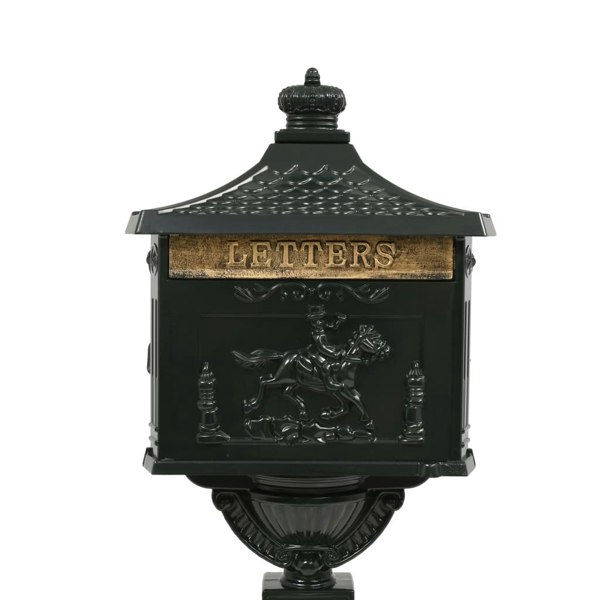 Berkfield Pedestal Letterbox Aluminium Vintage Style Rustproof Green