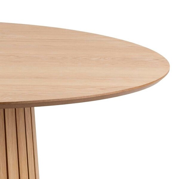 Wyld Haus Twillbury Round Oak Dining Table Slatted Base