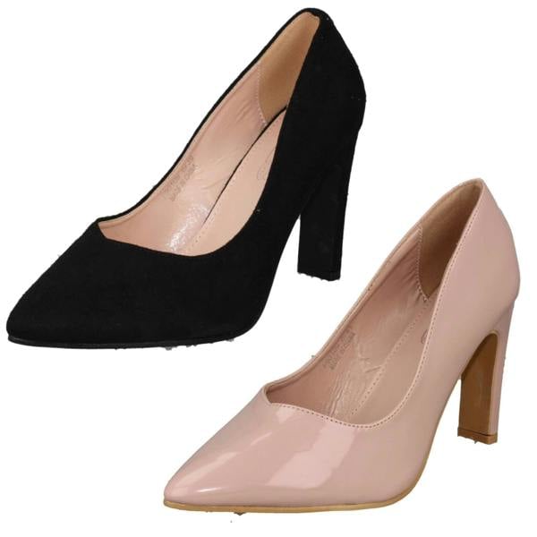 Spot On Ladies Spot On High Heel Wide Fit Court Shoes F90109