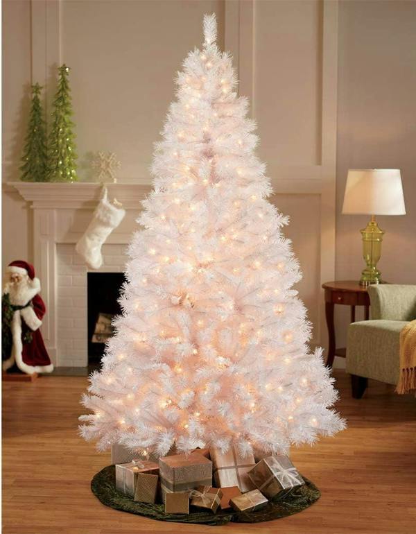 4ft to 12ft Pre-Lit White Alaskan Pine Christmas Trees with Warm White LEDs image 3