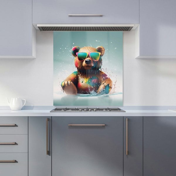 Warren Reed - Designer Splashart Bear In Glasses Kitchen Splashback