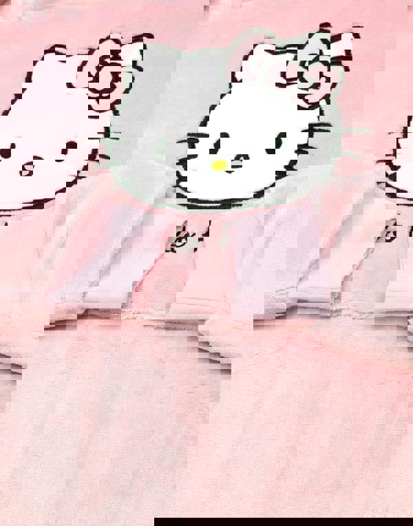 Hello Kitty Womens Pink Character Face Blanket Hoodie (One Size)