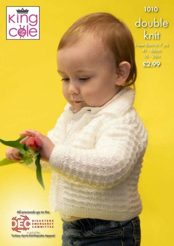 King Cole Baby DK Knitting Pattern 1010, Cardigans for Baby, Kids, Newborn - 7 Years