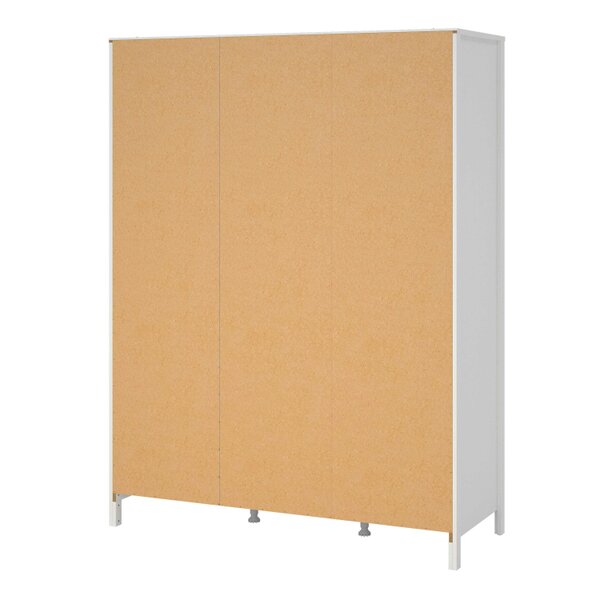 Wyld Haus Gossmere White Wooden Wardrobe 3 Doors Silver Handles
