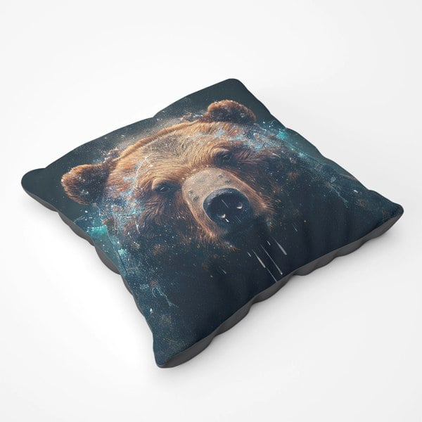 Warren Reed Brown Bear Face Splashart Floor Cushion